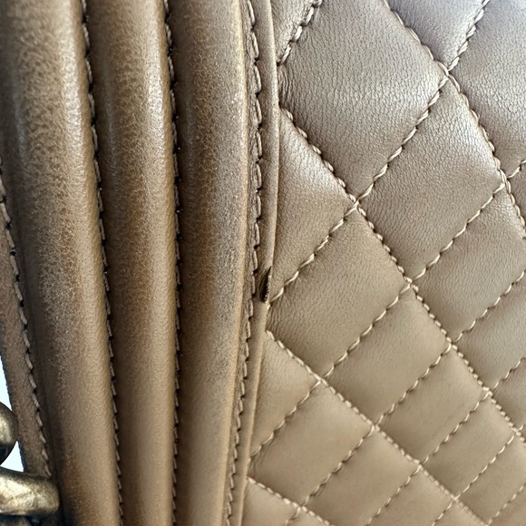 CHANEL TAN Quilted Leather Large Boy Flap Bag LOVING CARRIED ABOUT 20 TIMES! - Picture 6 of 16